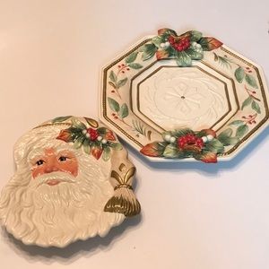 New! Fitz and Floyd winter wonderland Santa plate & 12” platter – Discontinued
